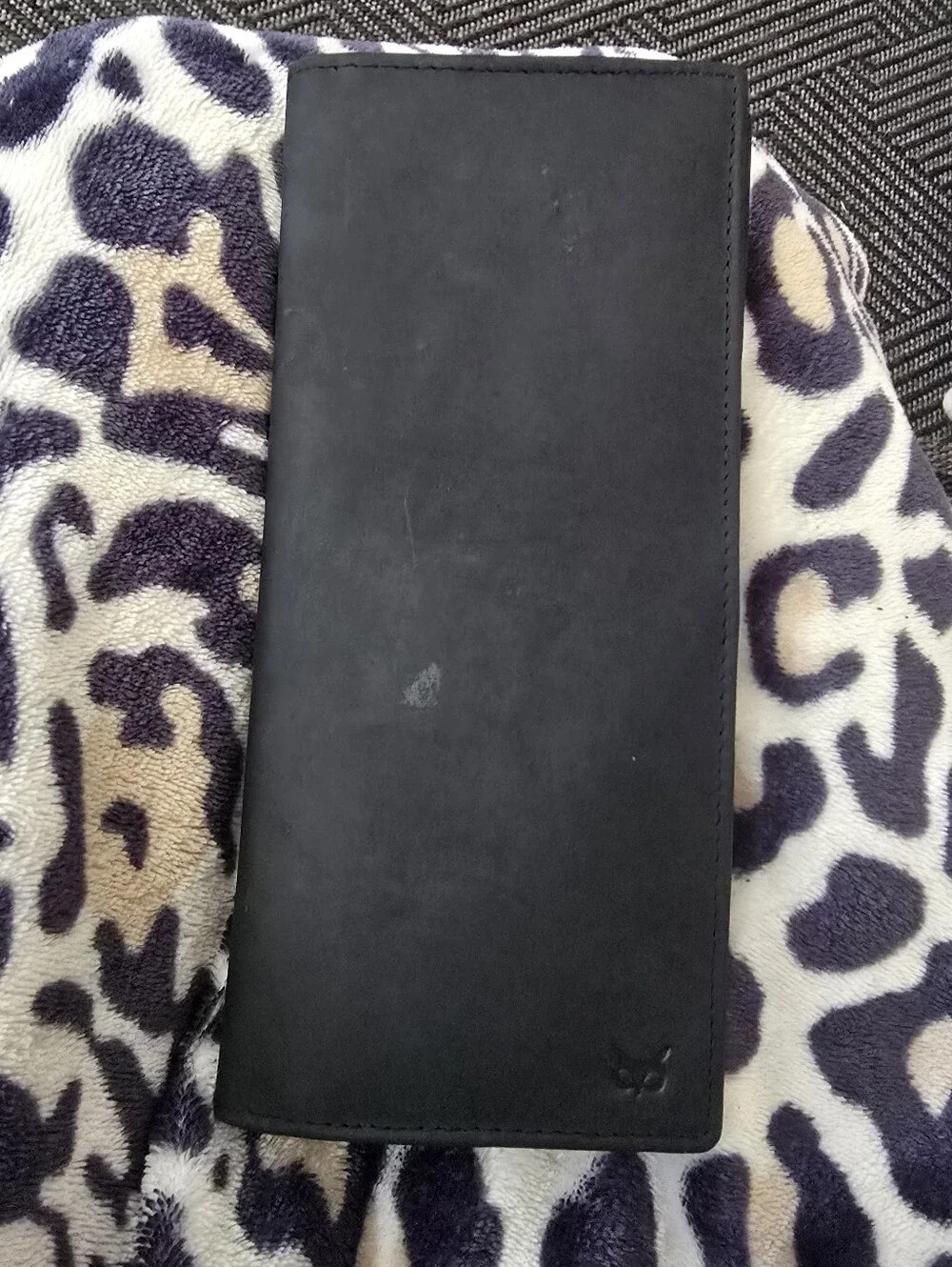 Black Long Leather Bifold Wallet for Men